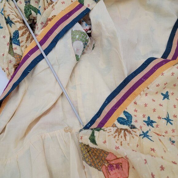 FARM RIO x ANTHROPOLOGIE Mermaid Print Wrap Mini Dress Womens MEDIUM - Picture 6 of 16